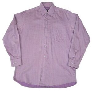 Boss Hugo Boss‎ Shirt Mens Medium 15.5 32/33 Purple Windowpane Plaid Button Down